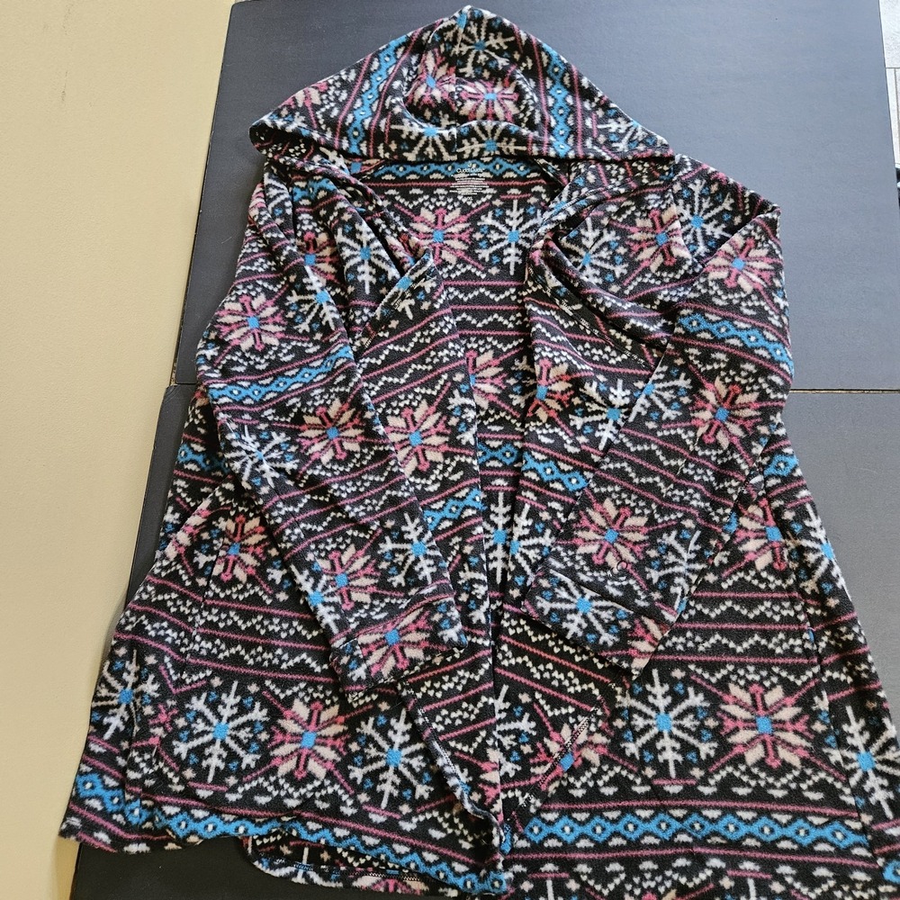 Cuddl Duds L/XL Fair Isle Snowflake Hooded Fleece Cardigan Jacket